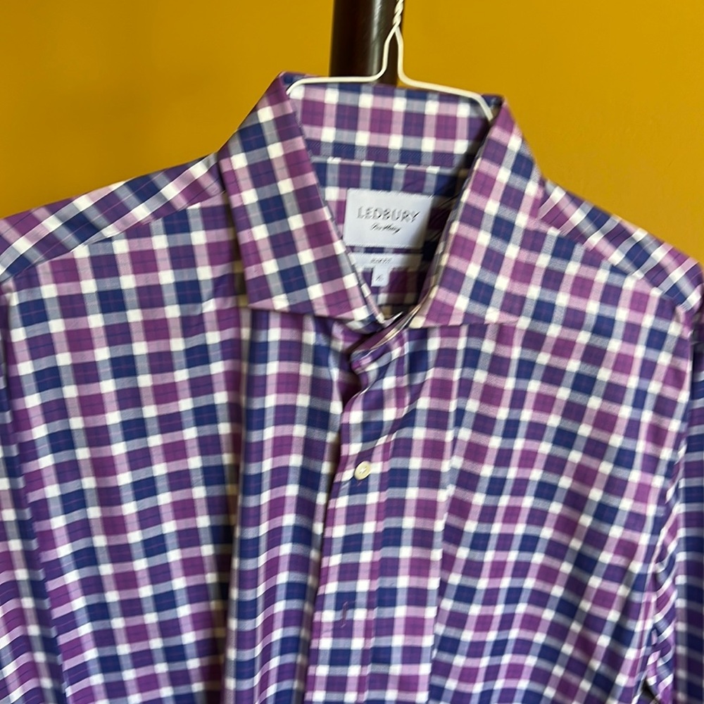 Ledbury fine shirt. XL slim fit dress shirt blue/purple plaid